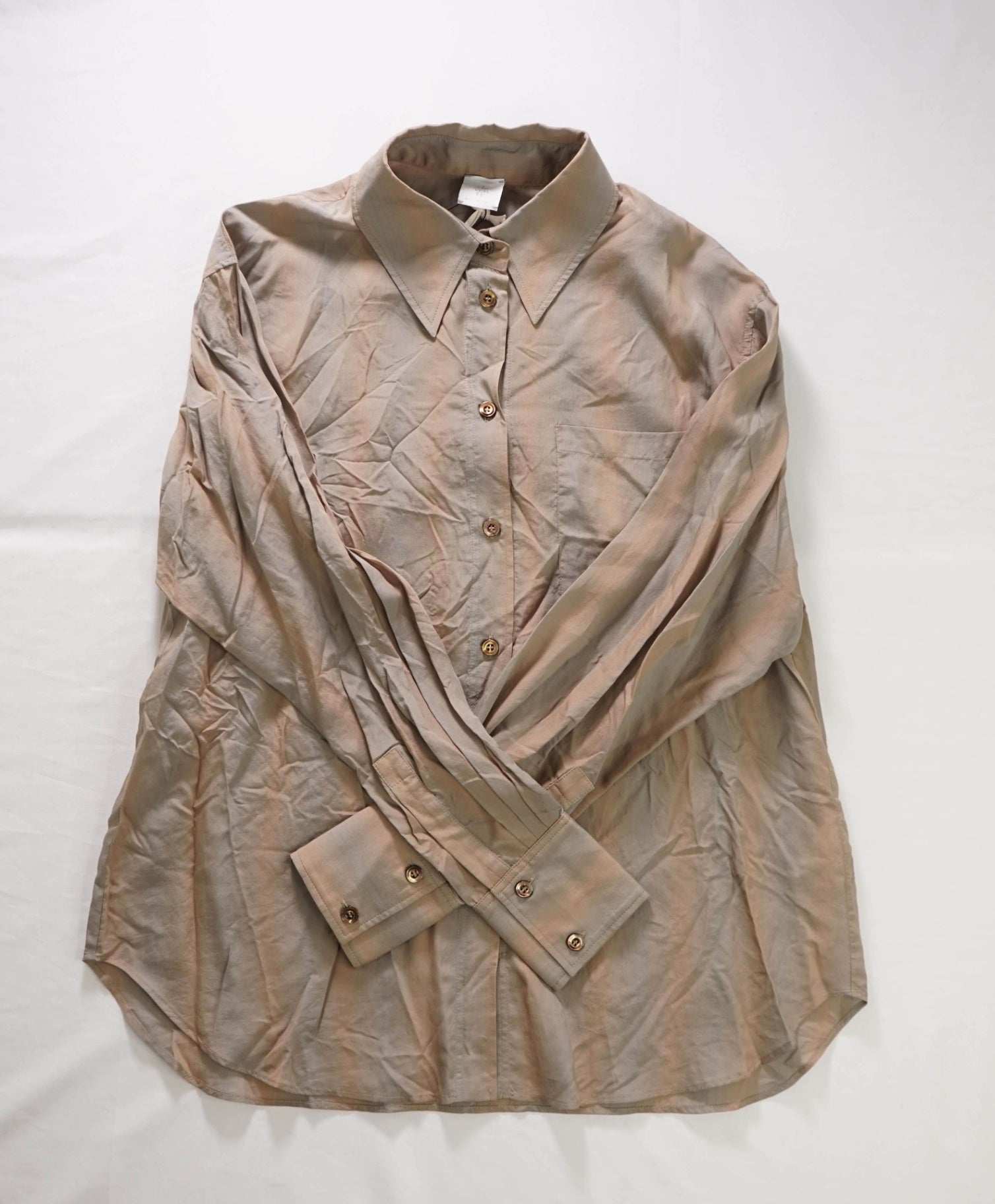 $595 ELEVENTY - Brown/Green Spandex/Silk Shirt - 2 US