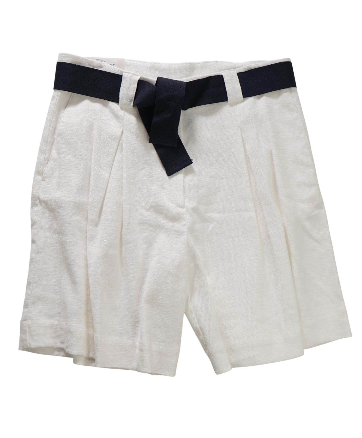 $450 ELEVENTY - White Cotton/Linen Bermuda Shorts - 8 US
