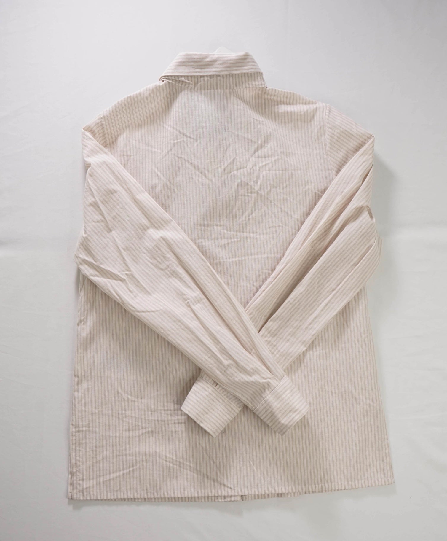 $495 ELEVENTY - Tan Stripe Cotton Shirt with Poplin - 2 US