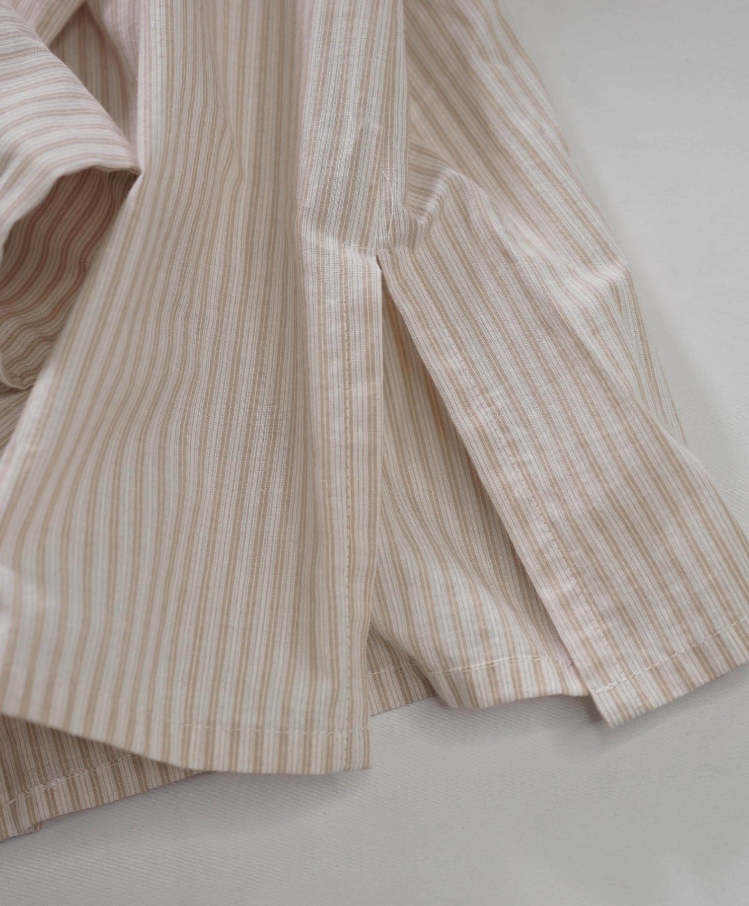$495 ELEVENTY - Tan Stripe Cotton Shirt with Poplin - 2 US