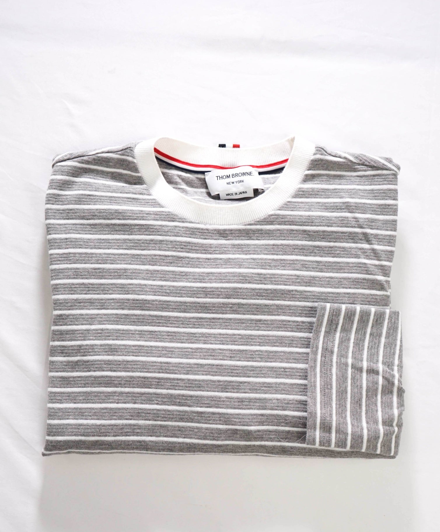 THOM BROWNE - Gray Stripe Cotton Long Sleeve Shirt - 5
