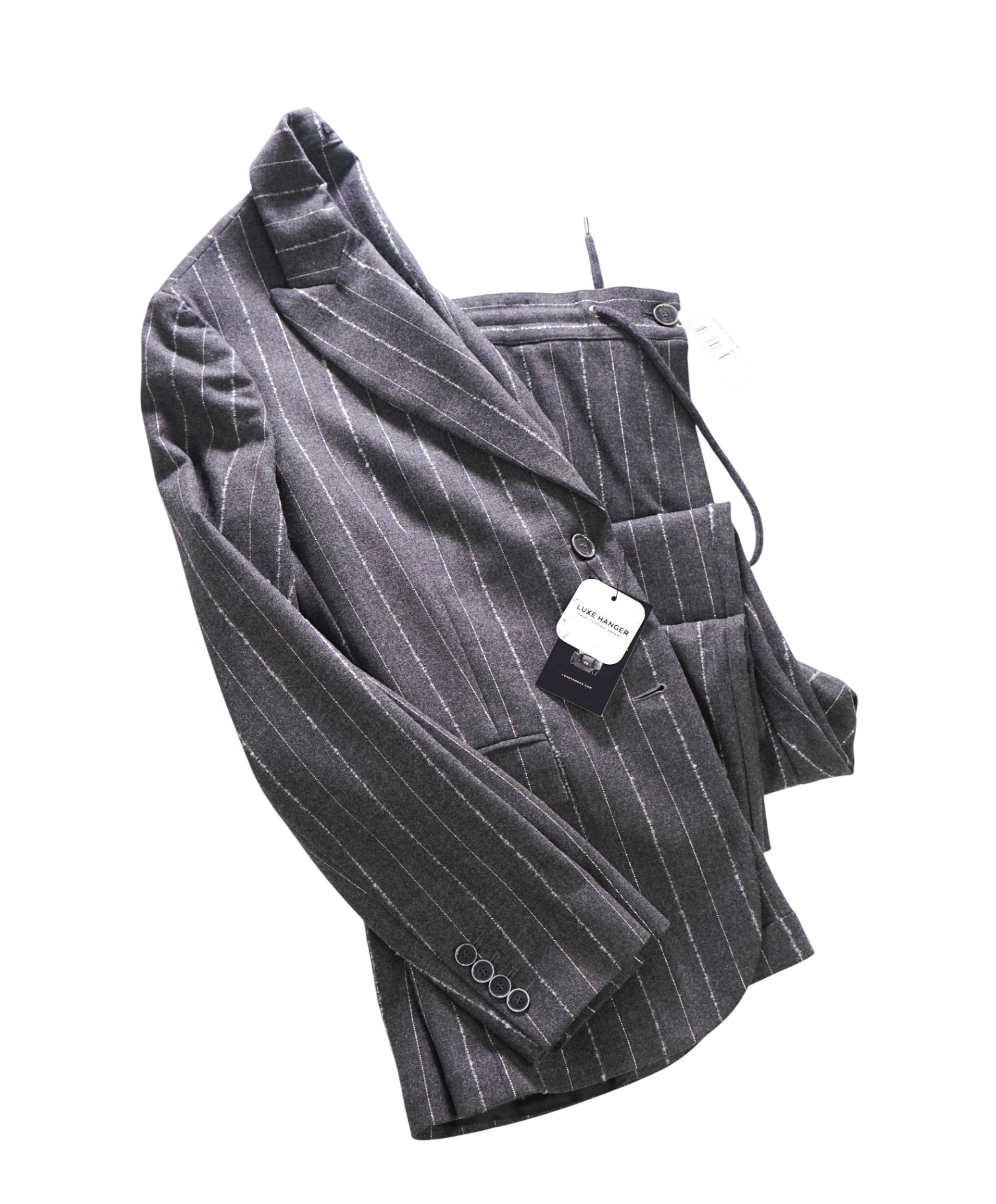 $1,895 ELEVENTY - Gray Stripe Flannel Wool Suit - 2 US