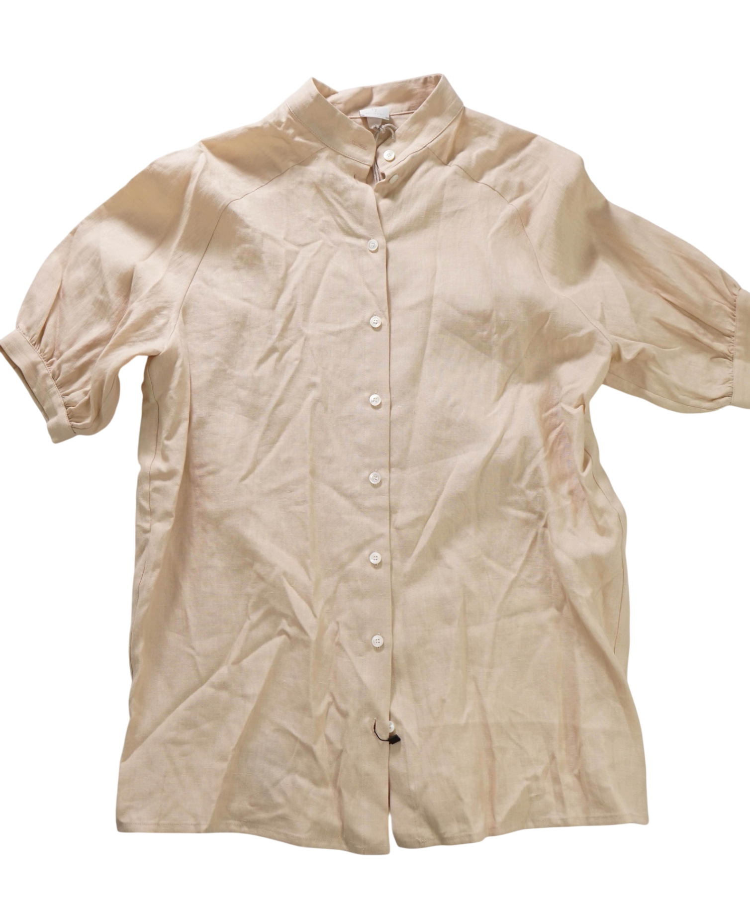 $595 ELEVENTY - Tan Linen Shirt - 2US