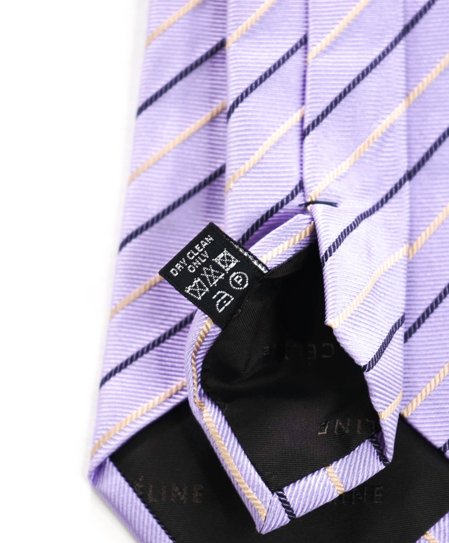 $195 CELINE - Purple Stripe Silk - 3.5" Tie
