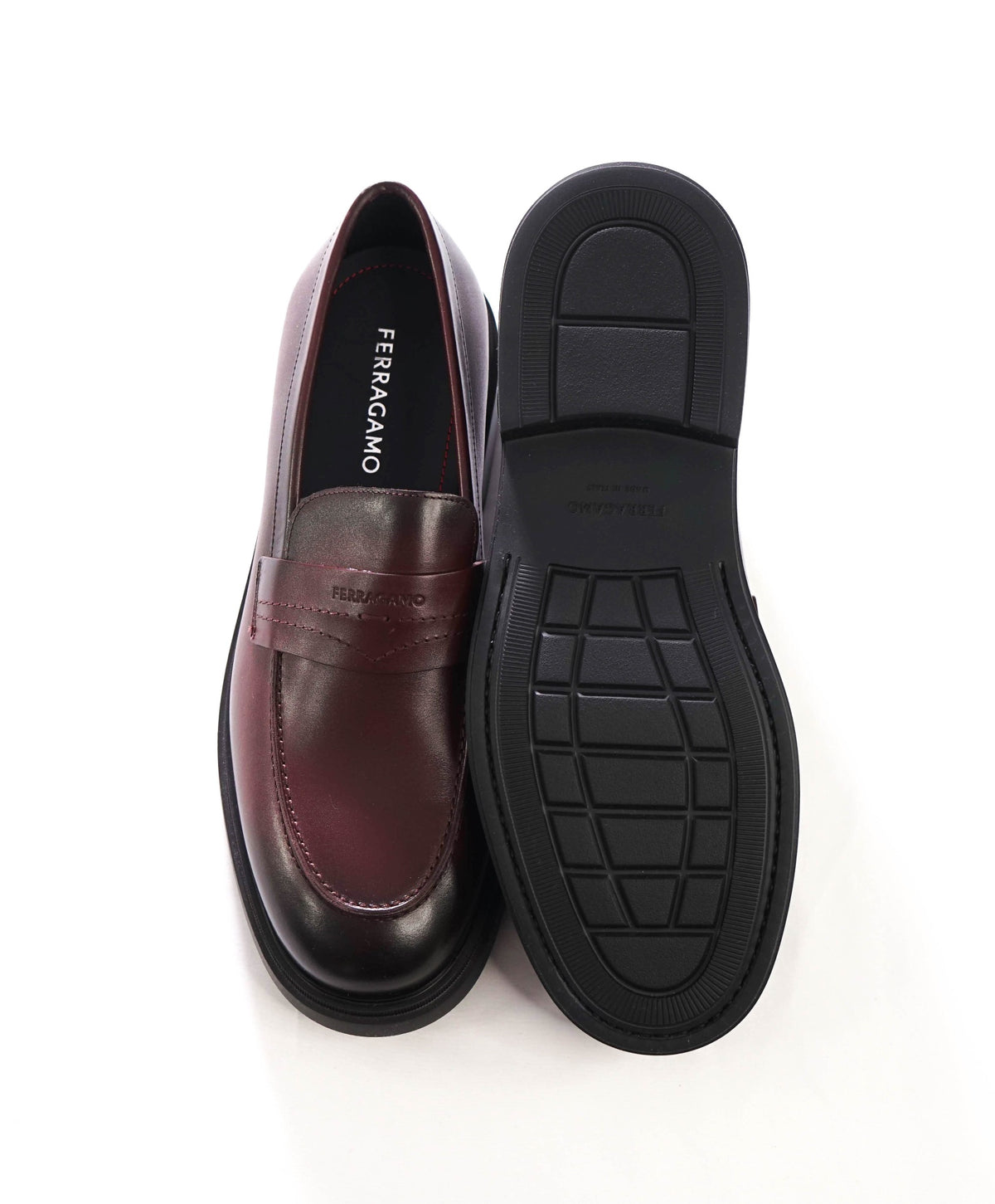 $995 FERRAGAMO - "CALIGOLA" Brown Lug-Sole Loafers - 11 EE