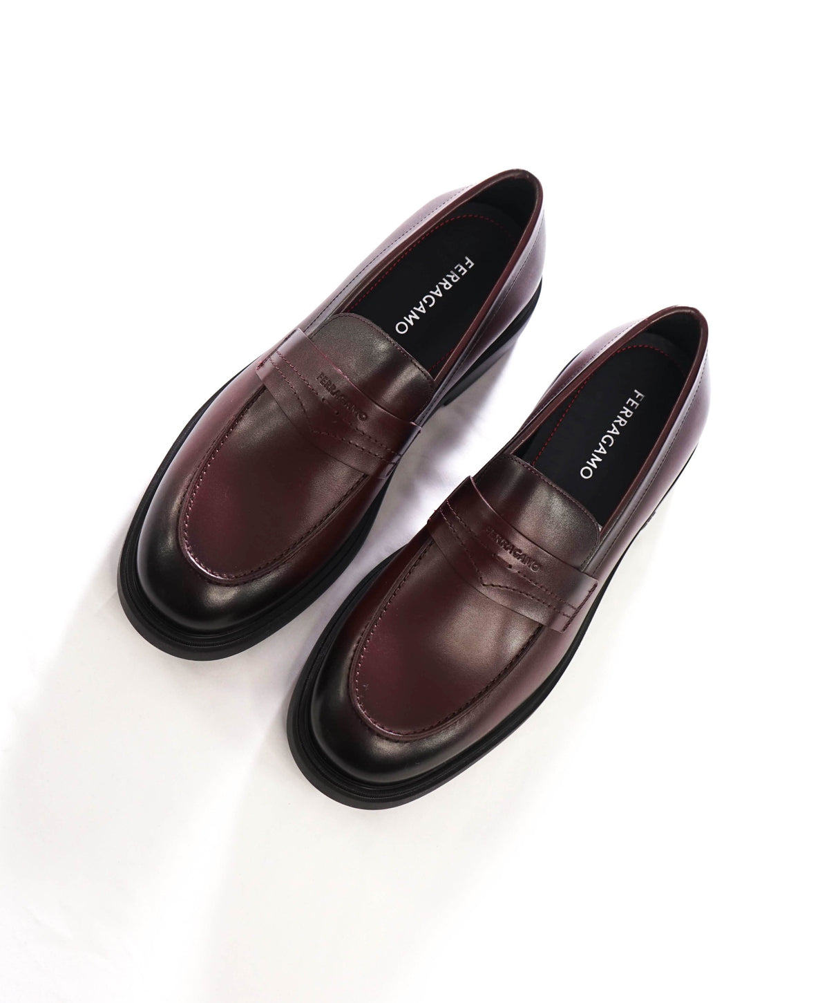 $995 FERRAGAMO - "CALIGOLA" Brown Lug-Sole Loafers - 11 EE