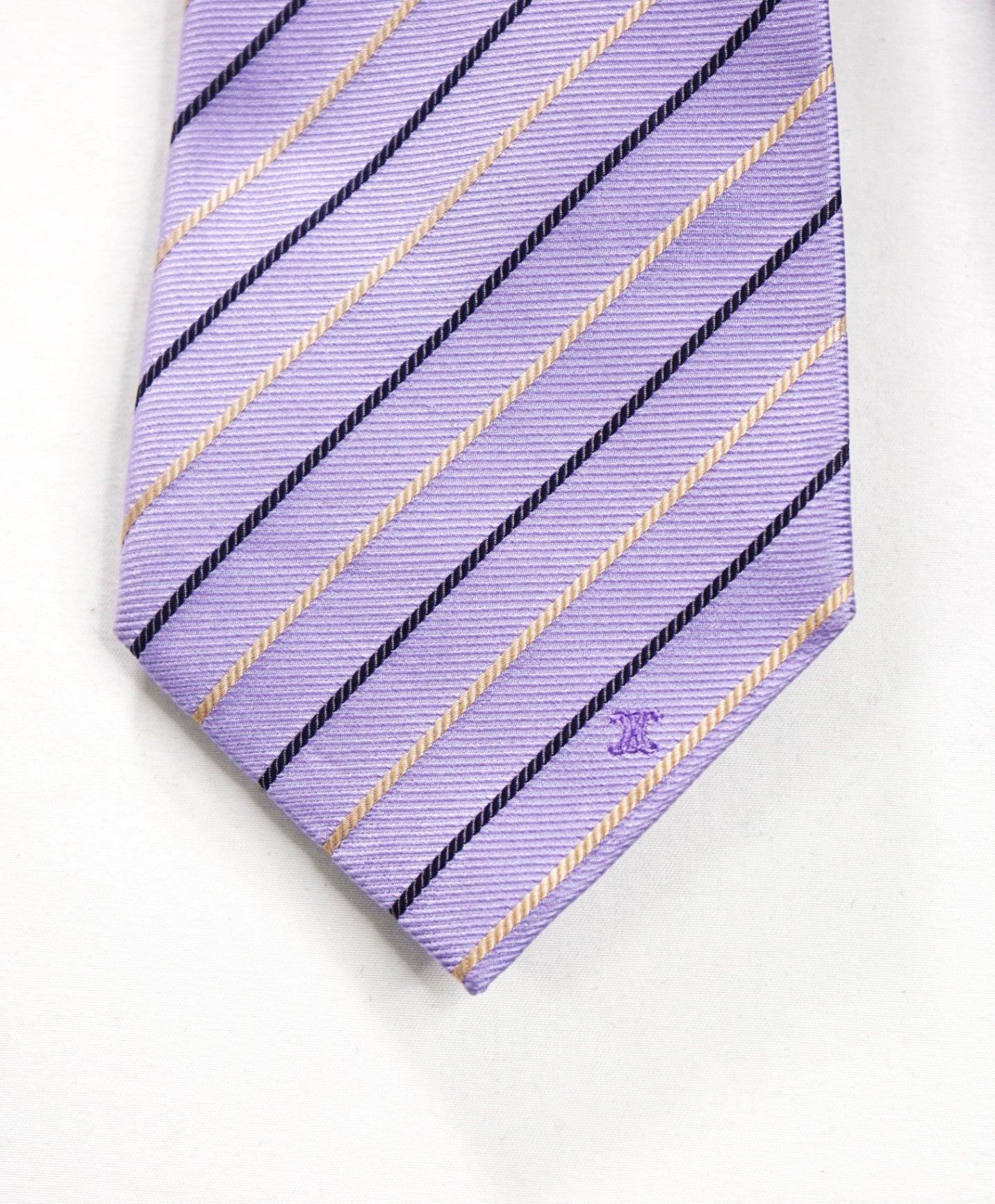 $195 CELINE - Purple Stripe Silk - 3.5" Tie