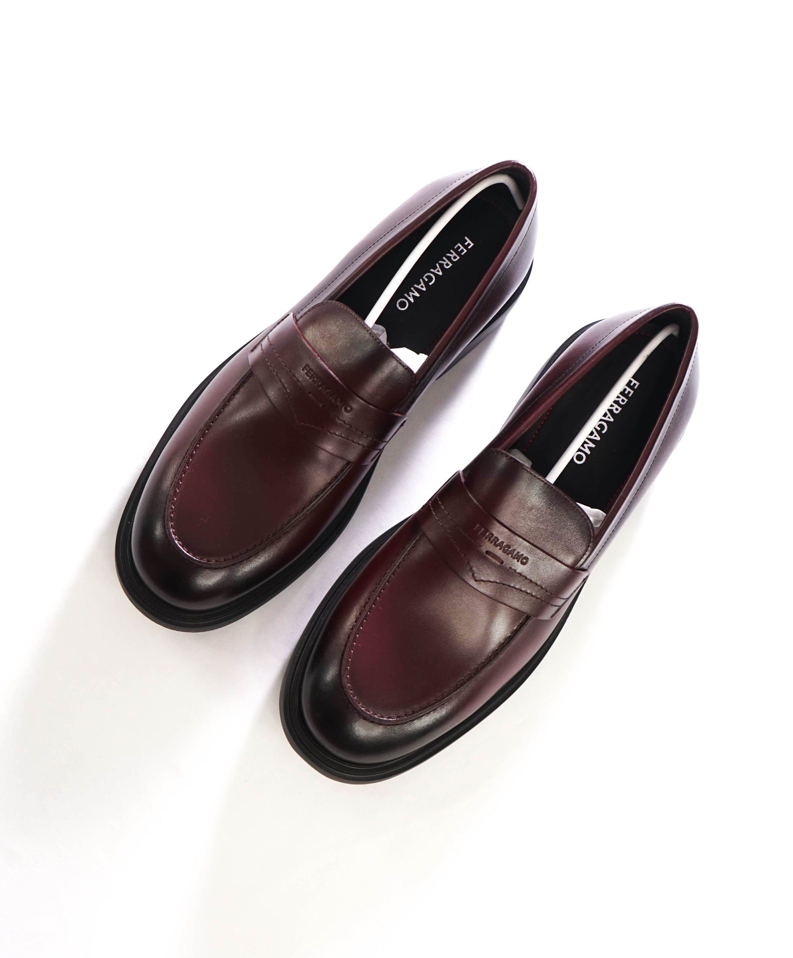 $995 FERRAGAMO - "CALIGOLA" Brown Lug-Sole Loafers - 12 EE