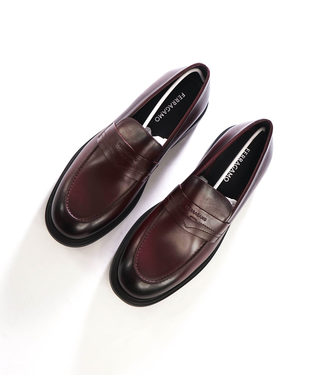 $995 FERRAGAMO - "CALIGOLA" Brown Lug-Sole Loafers - 12 EE