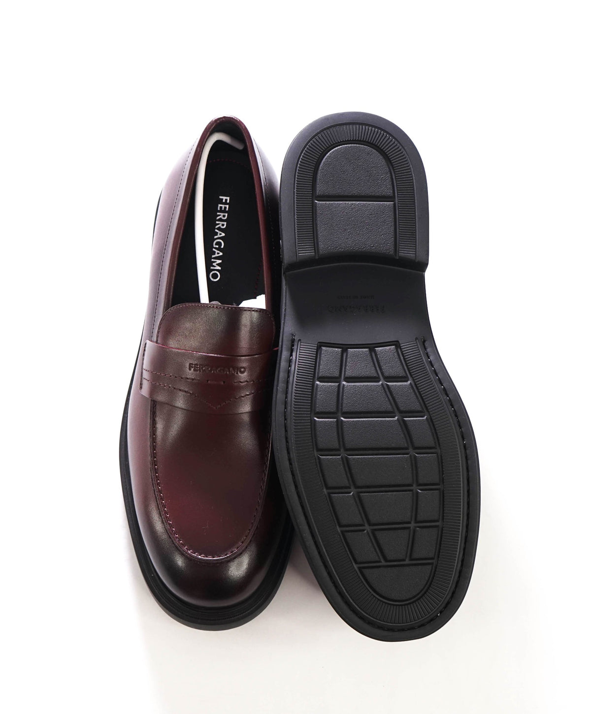 $995 FERRAGAMO - "CALIGOLA" Brown Lug-Sole Loafers - 12 EE