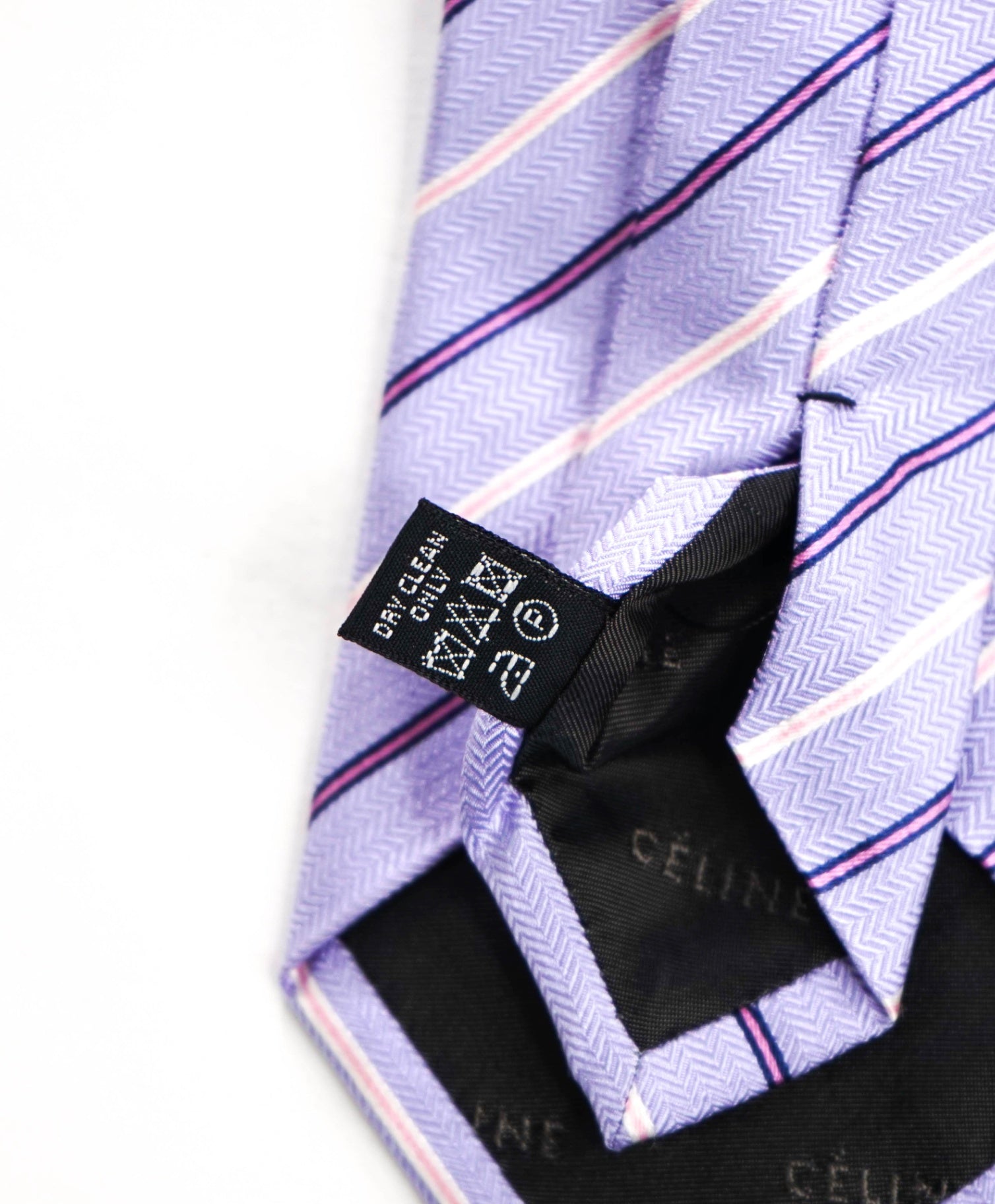 $195 CELINE - Purple Stripe Silk - 3.25" Tie