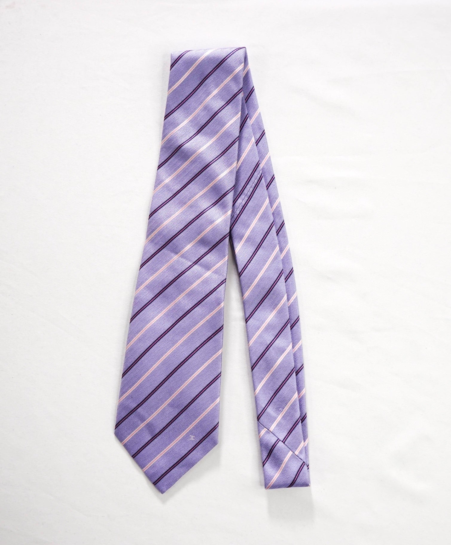 $195 CELINE - Purple Stripe Silk - 3.25" Tie
