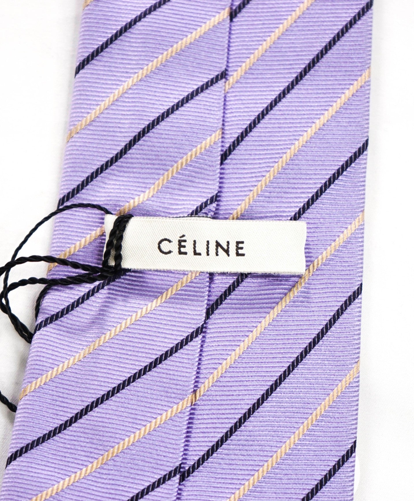 $195 CELINE - Purple Stripe Silk - 3.5" Tie