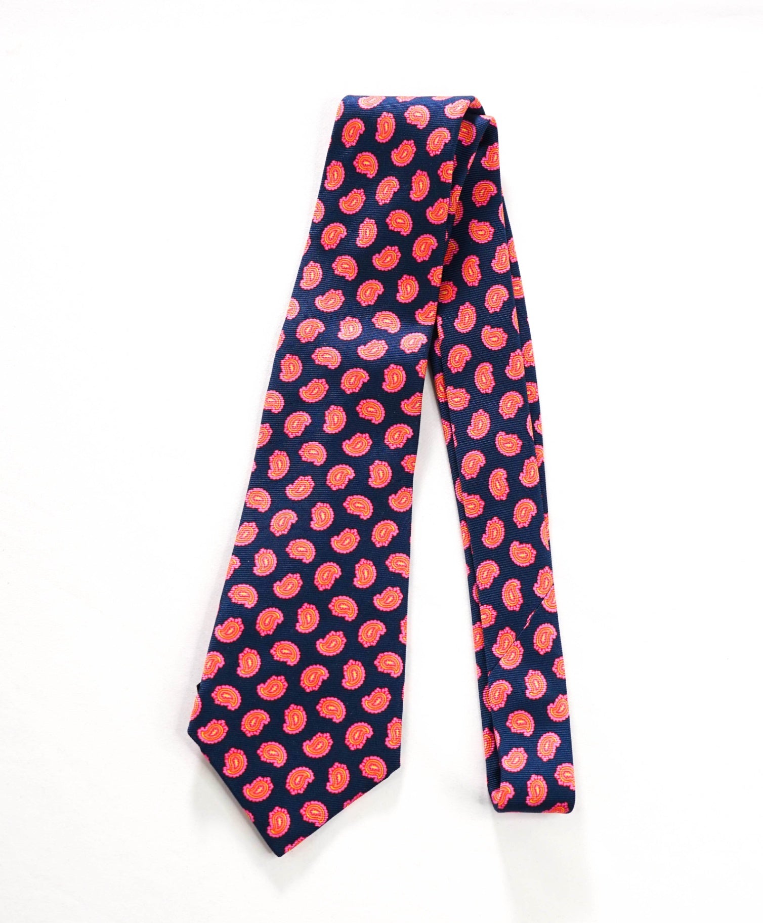 KITON - Navy Blue/Pink Paisley Silk - 4" Tie