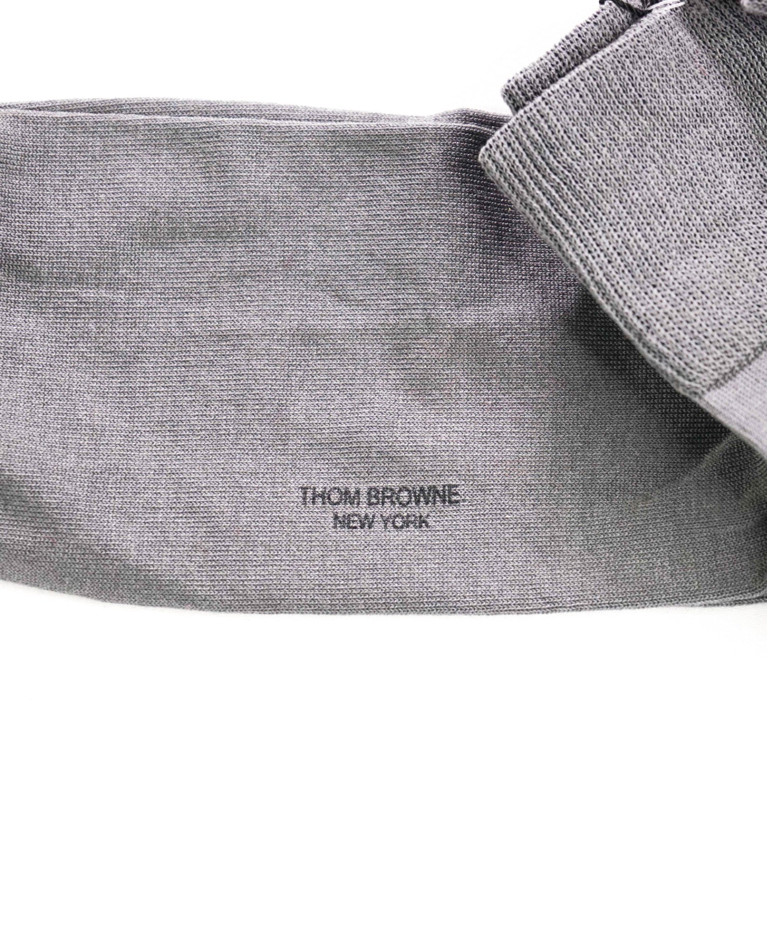 $220 THOM BROWNE - Gray Cotton 4-Bar Mid Calf Socks