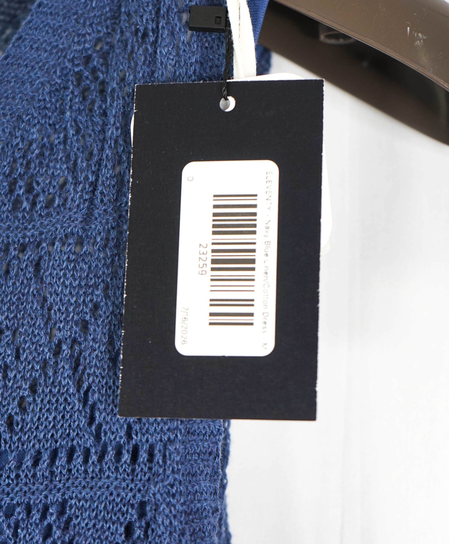 $515 ELEVENTY - Navy Blue Linen/Cotton Dress - M