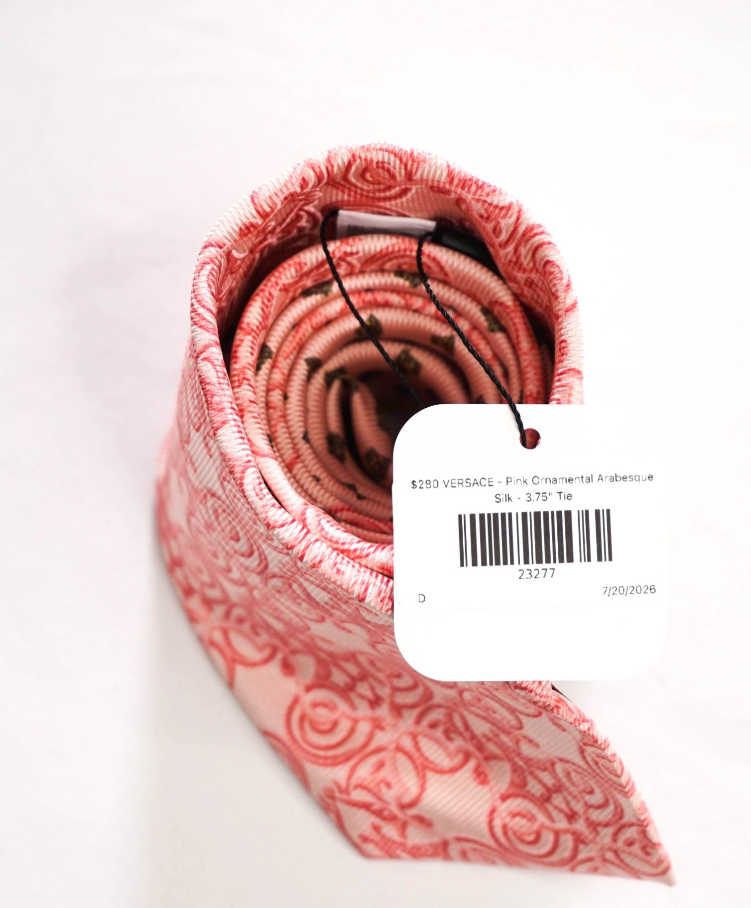 $280 VERSACE - VINTAGE Pink Arabesque Silk - 3.75" Tie