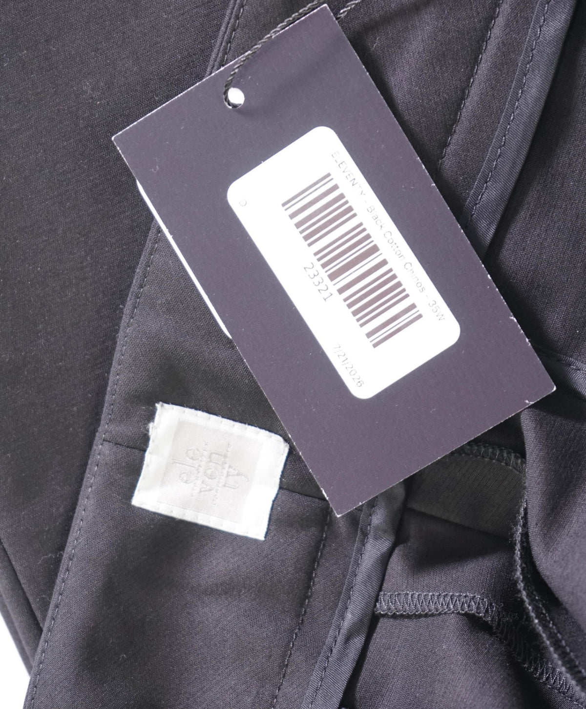 $495 ELEVENTY - Black Cotton Chinos - 6 US (44EU)