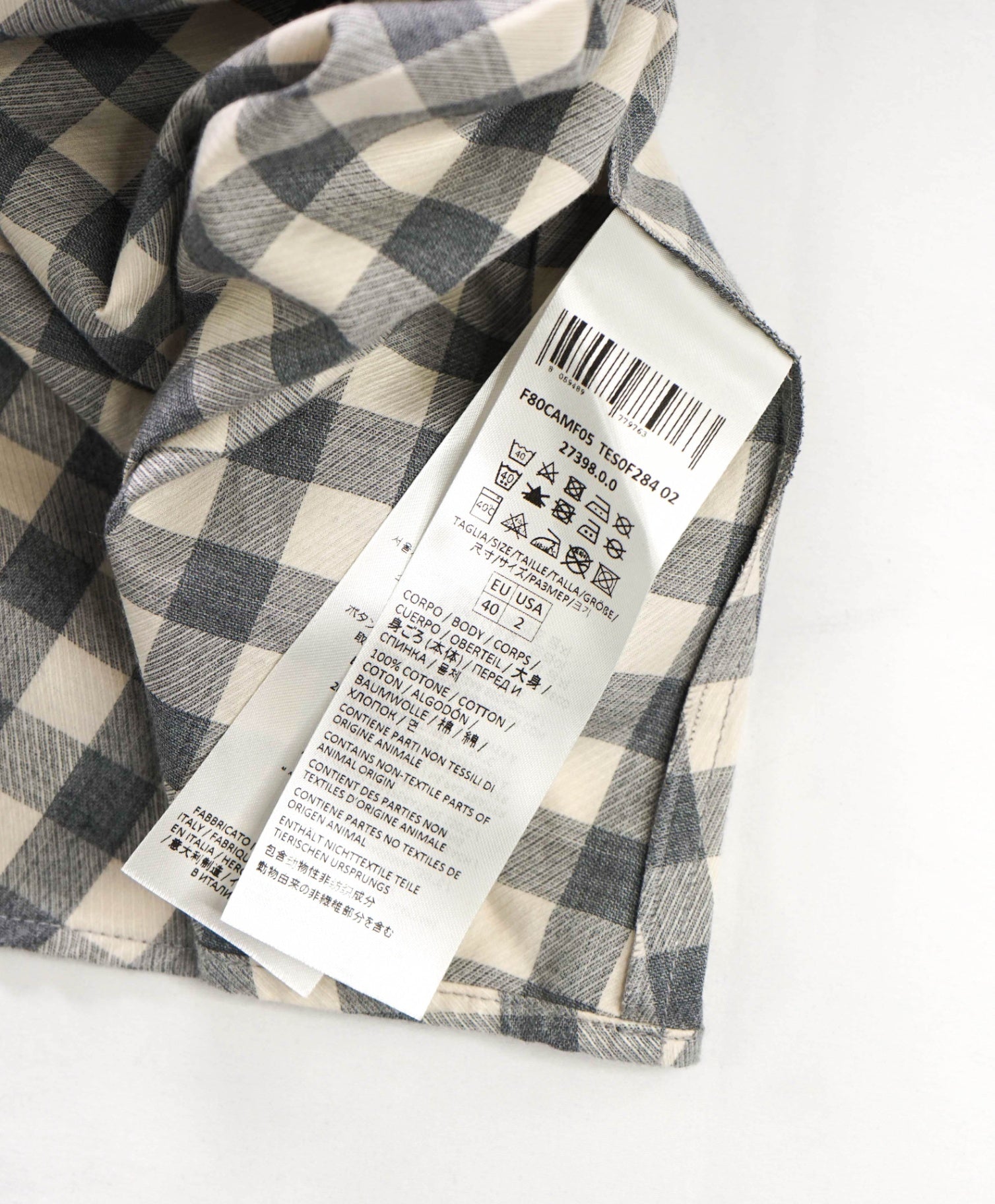 $795 ELEVENTY - Gray Gingham Flannel Cotton Shirt - 2
