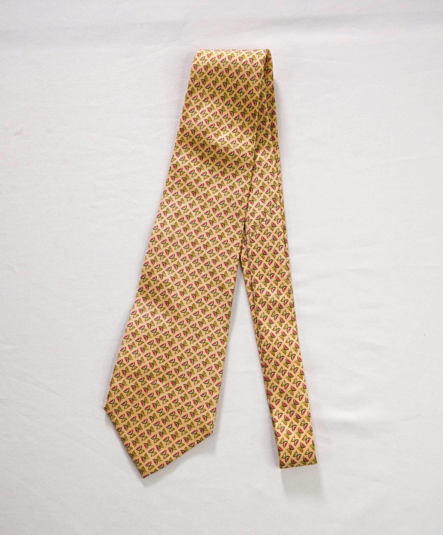 $220 FERRAGAMO - Yellow Fruit Silk - 3.75" Tie