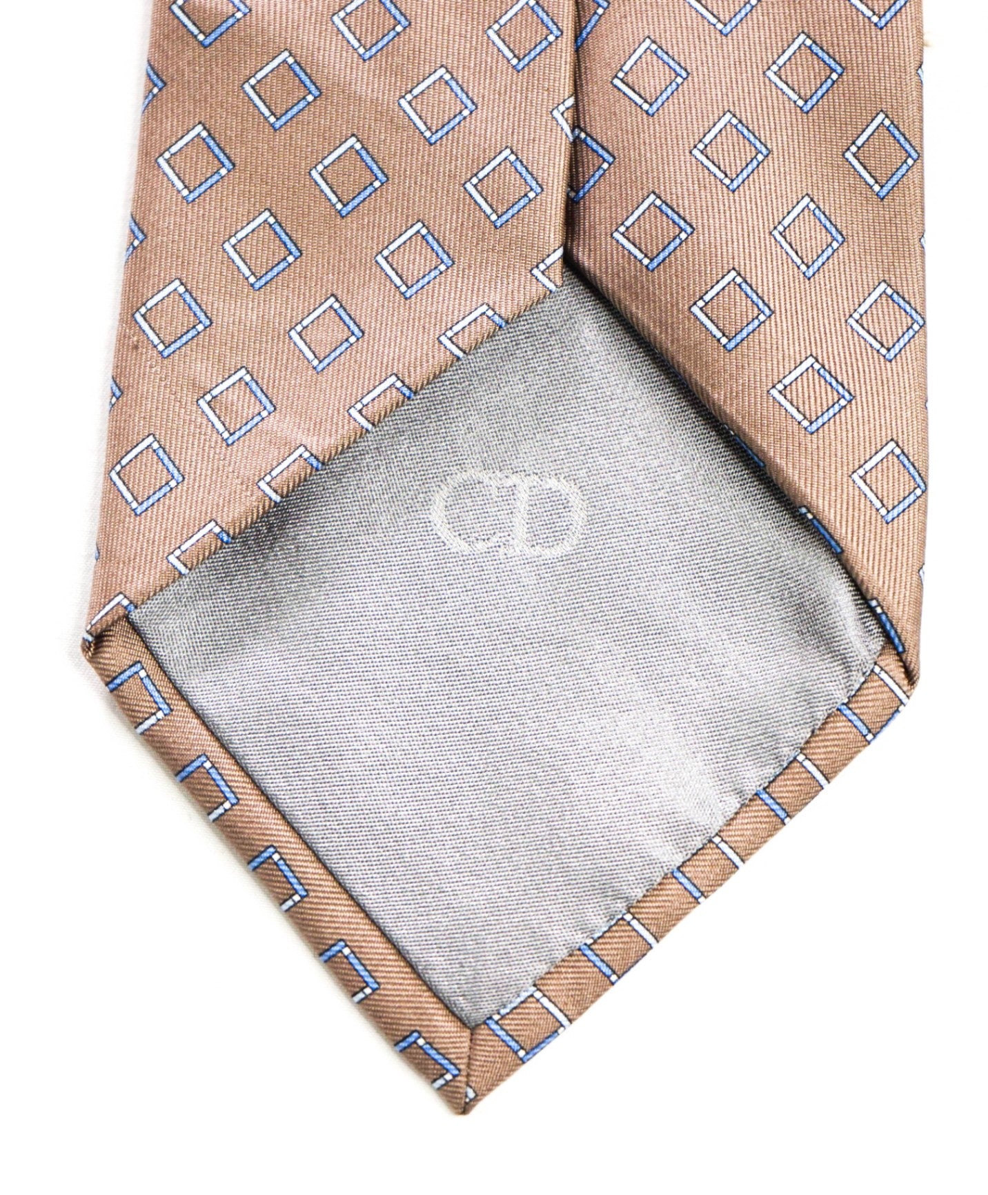 CHRISTIAN DIOR - VINTAGE Brown/Blue Geometric Silk - 3.75" Tie