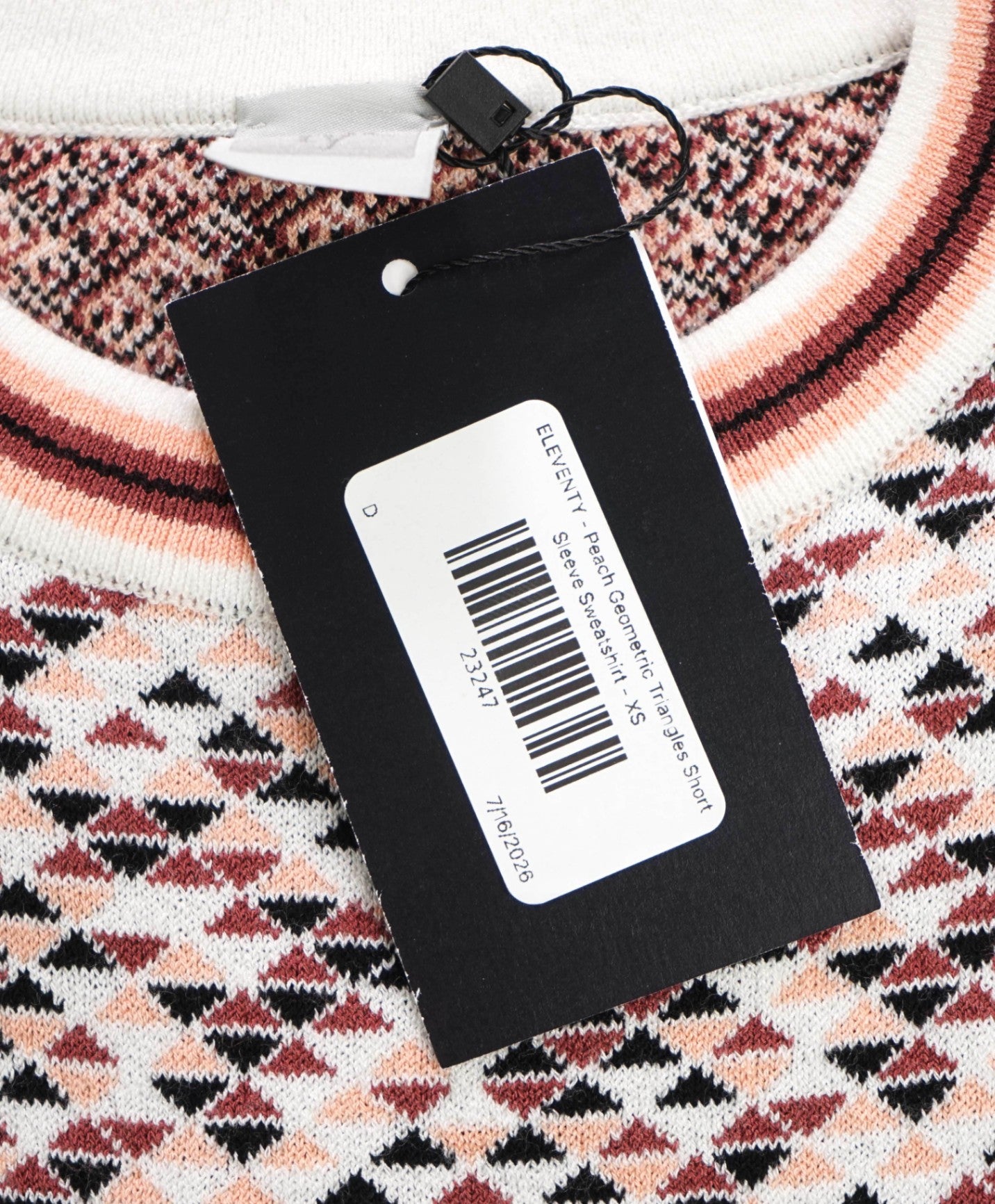$595 ELEVENTY - Geometric Short Sleeve Sweatshirt - XS