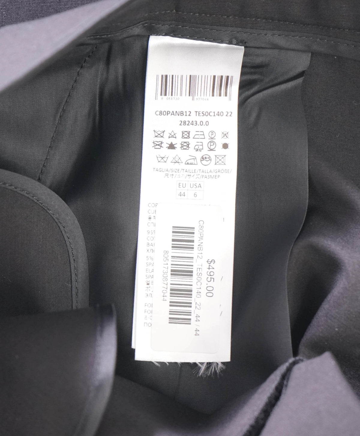 $495 ELEVENTY - Black Cotton Chinos - 6 US (44EU)