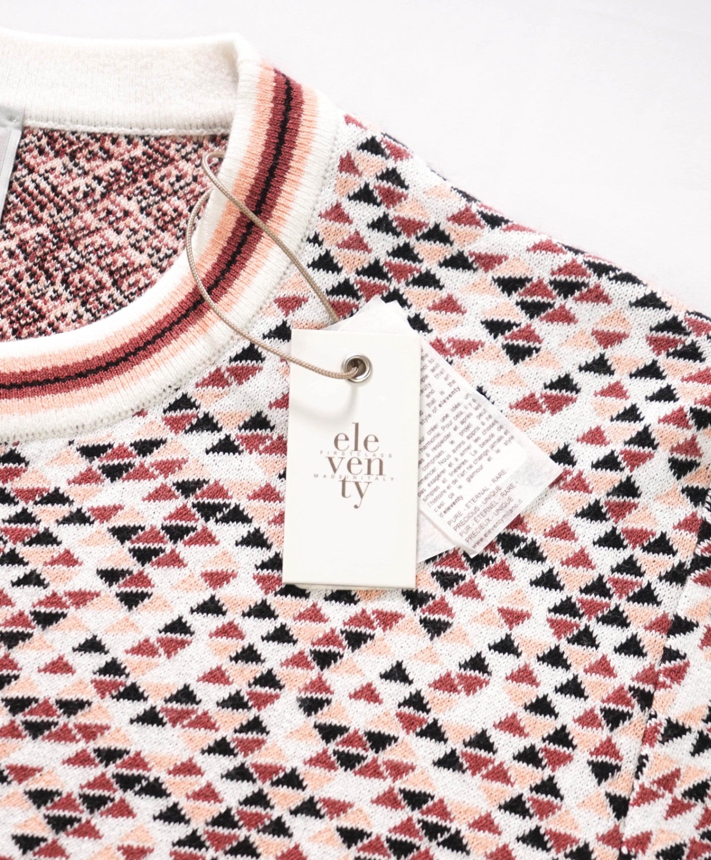 $595 ELEVENTY - Geometric Short Sleeve Sweatshirt - M