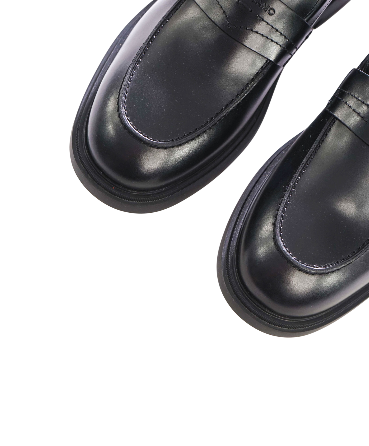 $995 FERRAGAMO - "CALIGOLA" Black Lug-Sole Loafers - 11 EE