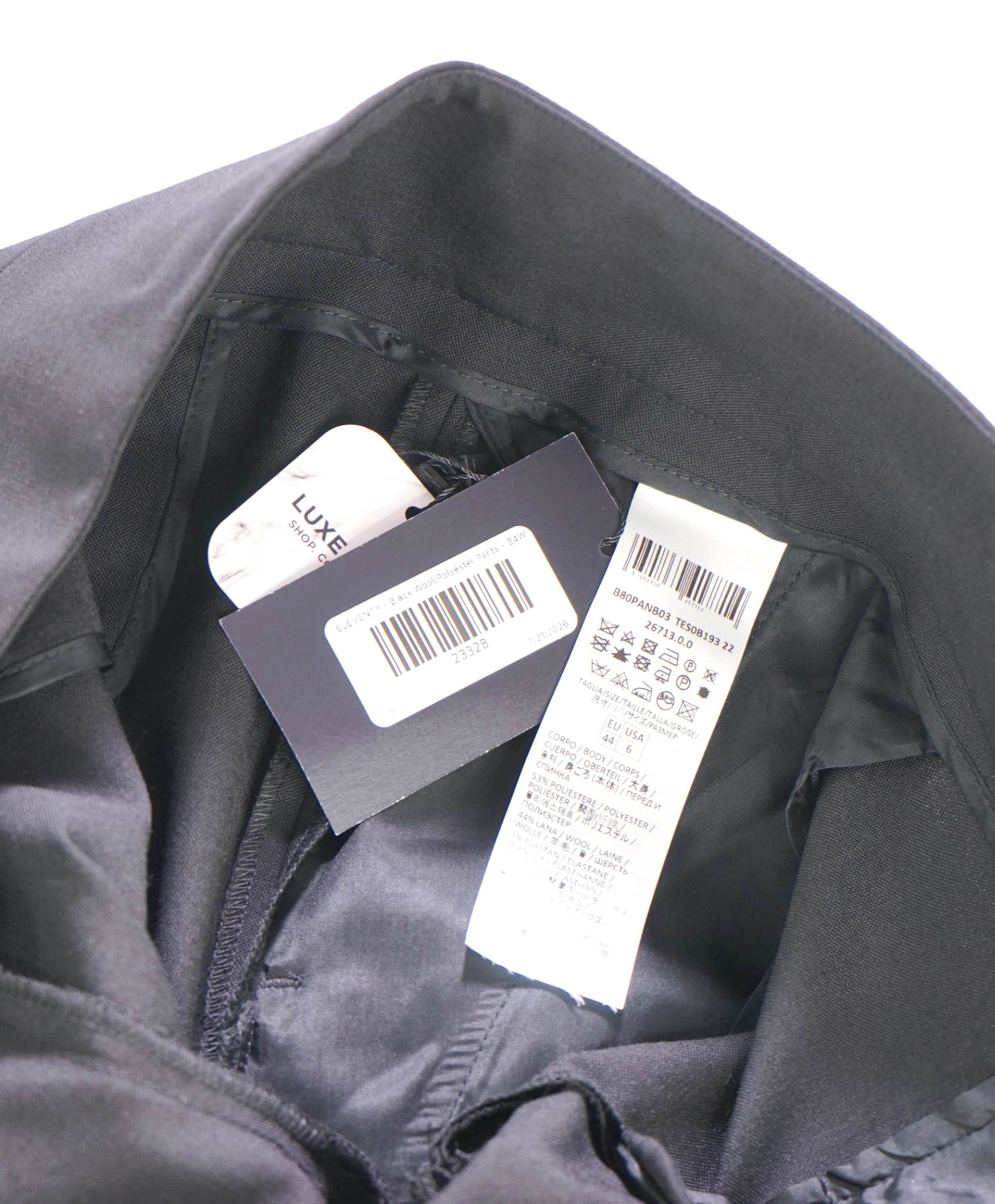 $515 ELEVENTY - Black Wool/Polyester Pants - 6 US (44 EU)