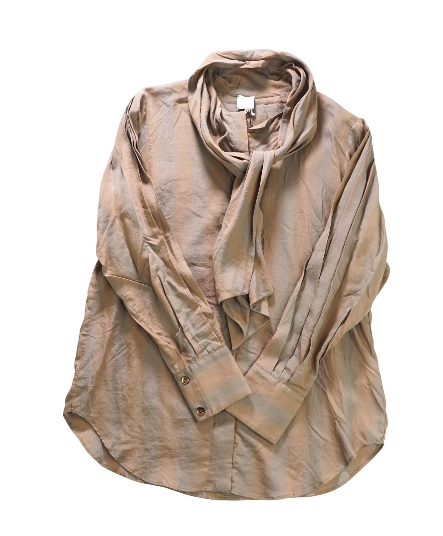 $495 ELEVENTY - Brown/Green Spandex/Silk Shirt - 2