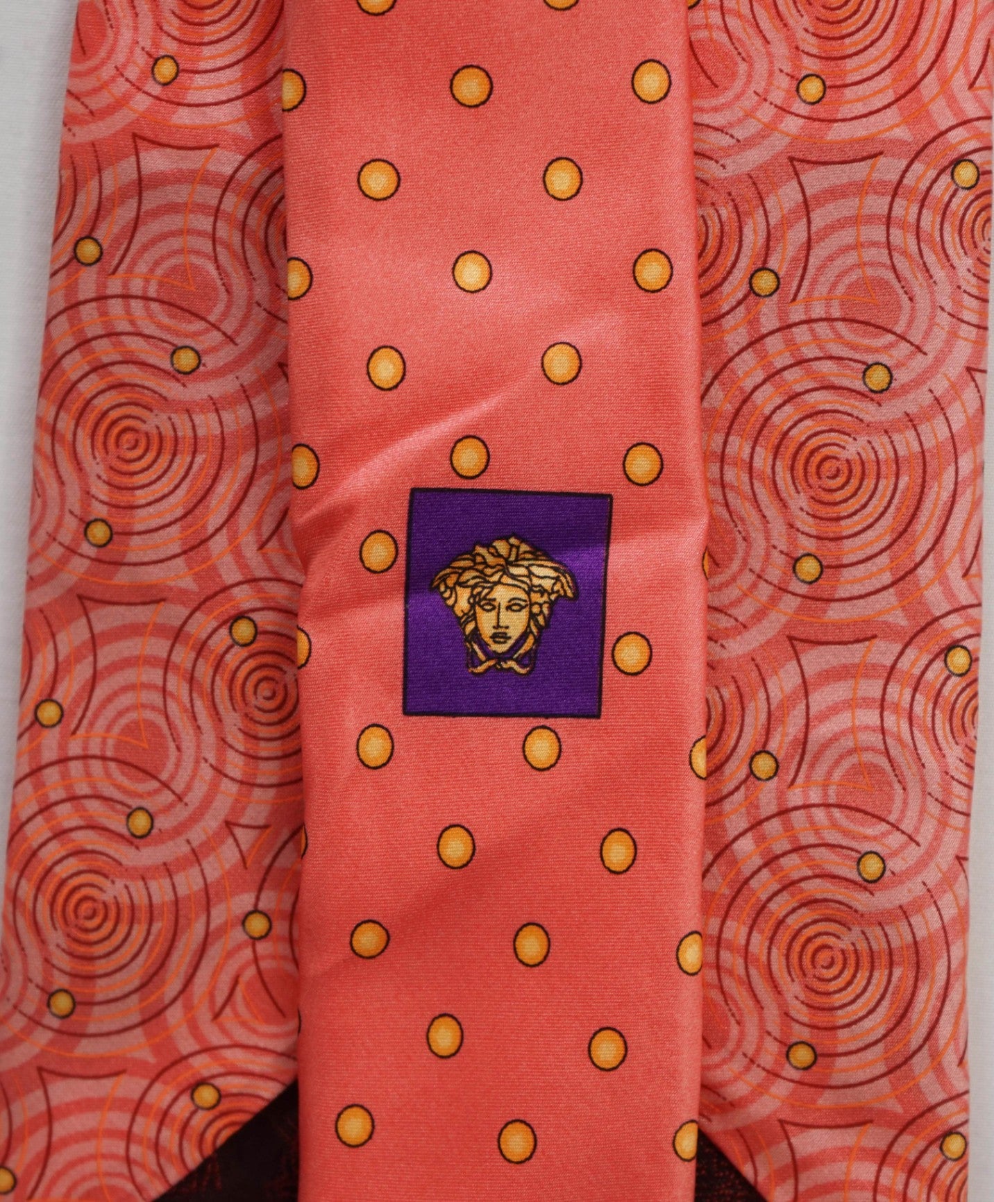 $280 VERSACE - VINTAGE Pink Ripple/Polka Dot Silk - 3.5" Tie