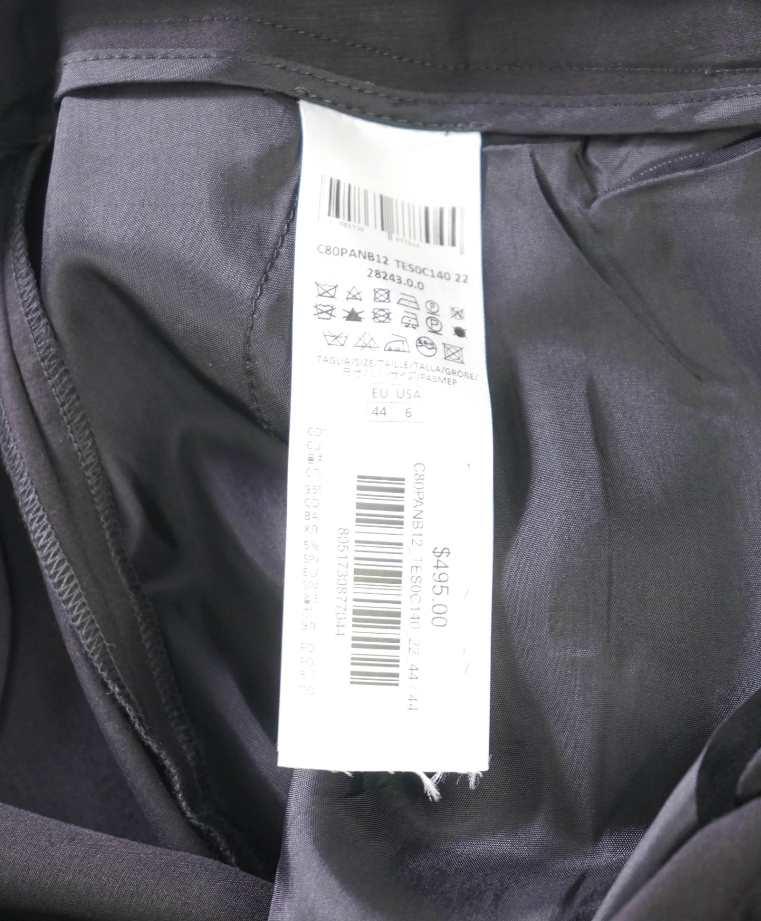 $495 ELEVENTY - Black Cotton Chinos - 6 US (44EU)