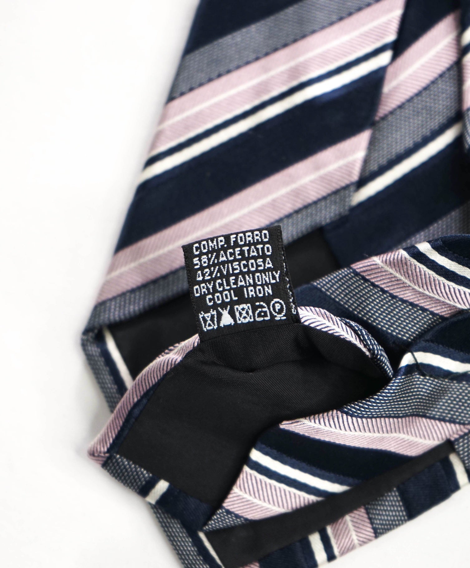 $120 Hugo BOSS - Navy/Pink Stripe Silk - 3.5" Tie