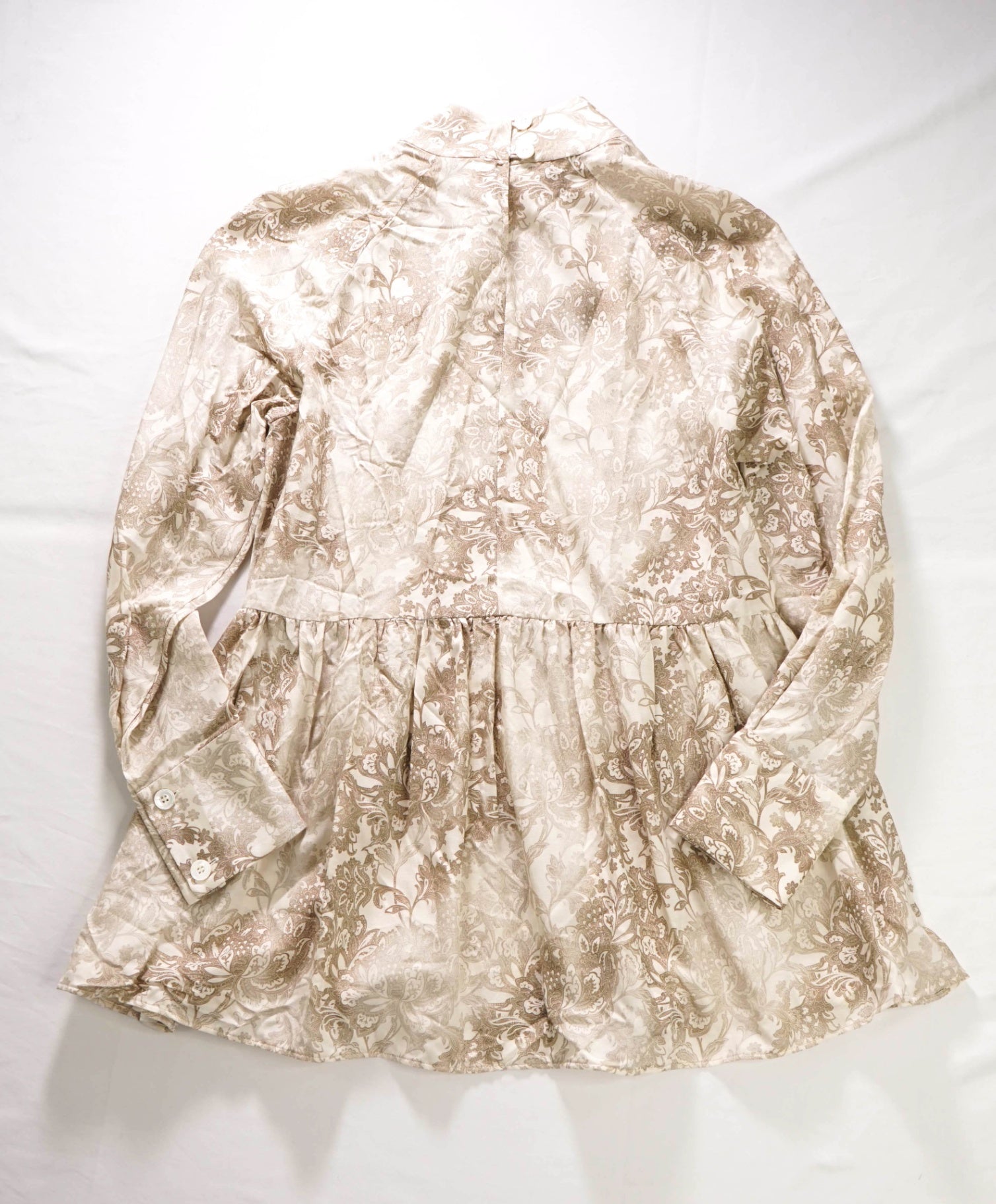 $695 ELEVENTY - Beige Floral Cotton/Silk Shirt - 2