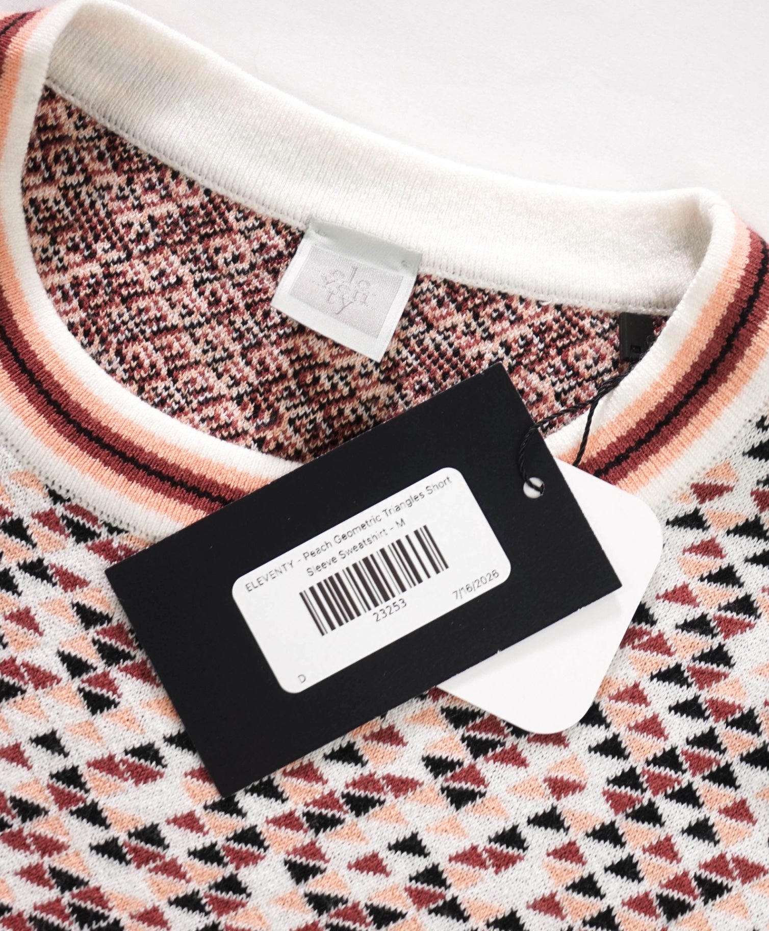 $595 ELEVENTY - Geometric Short Sleeve Sweatshirt - M
