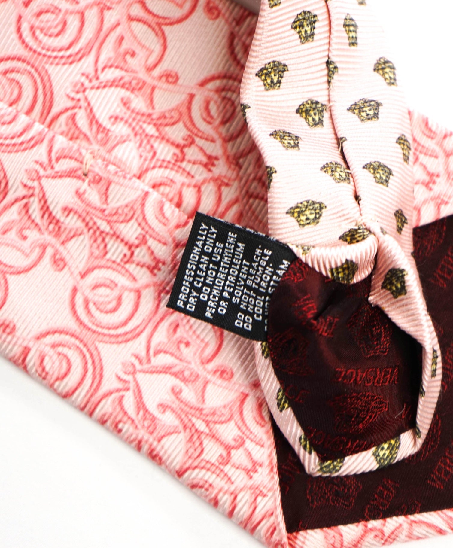 $280 VERSACE - VINTAGE Pink Arabesque Silk - 3.75" Tie