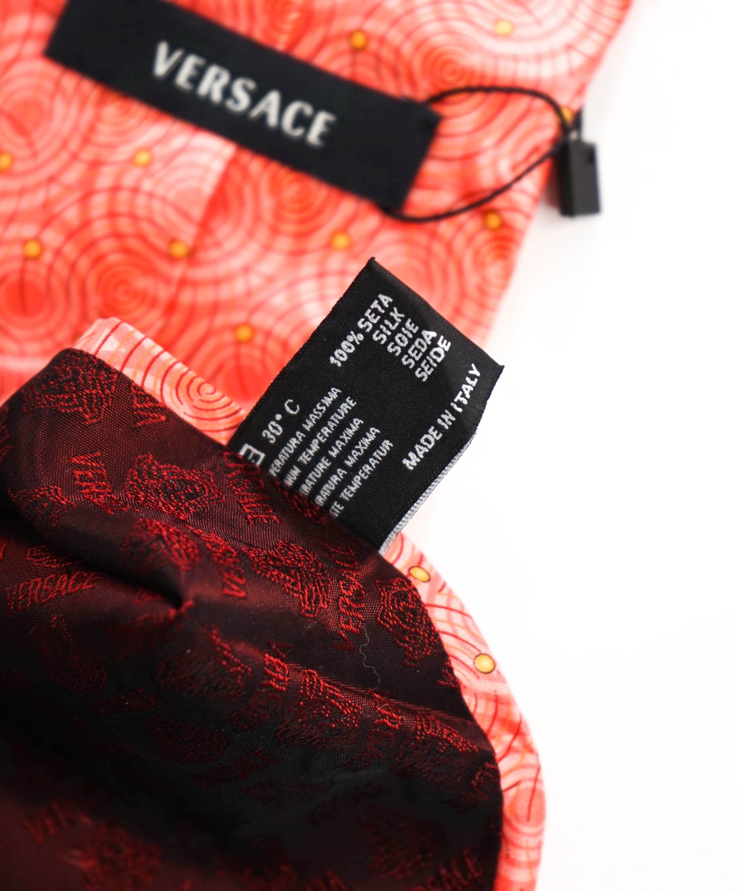 $280 VERSACE - VINTAGE Pink Ripple/Polka Dot Silk - 3.5" Tie