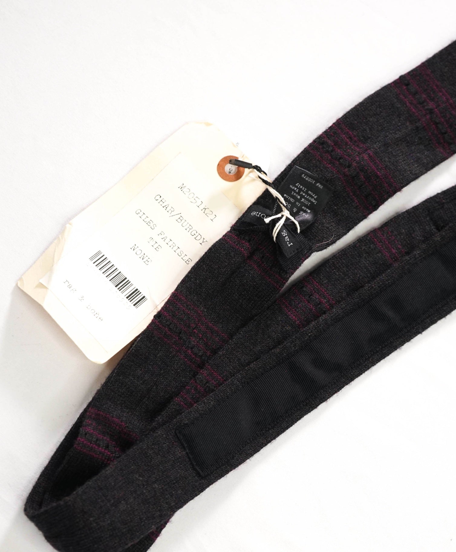 $160 RAG & BONE - Dark Gray/Maroon Knit Wool - 2" Tie