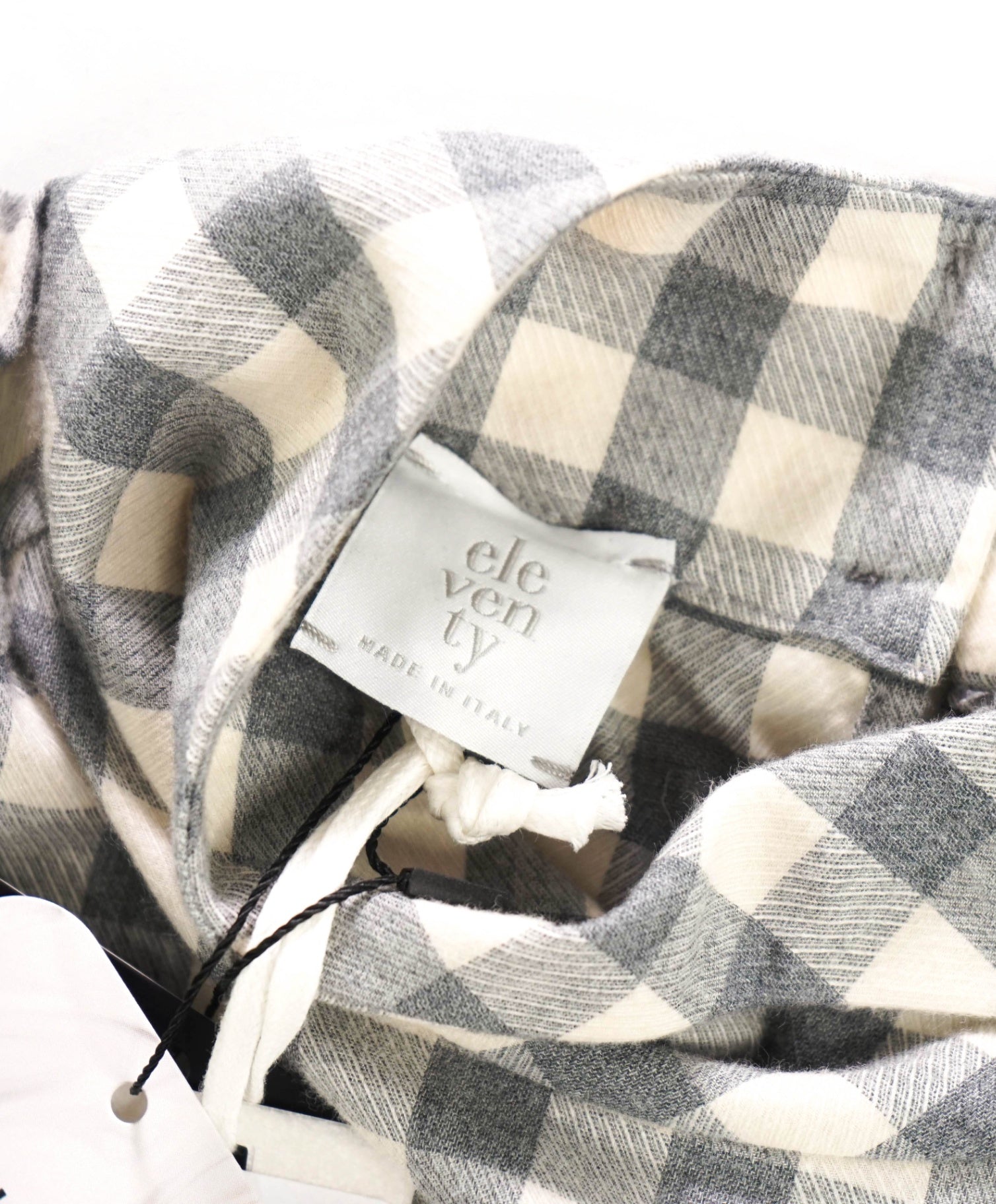 $795 ELEVENTY - Gray Gingham Flannel Cotton Shirt - 2