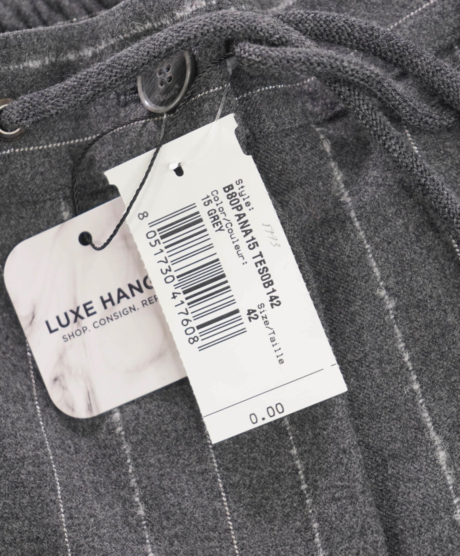 $1,895 ELEVENTY - Gray Flannel Drawstring Pants - 4US (42EU)