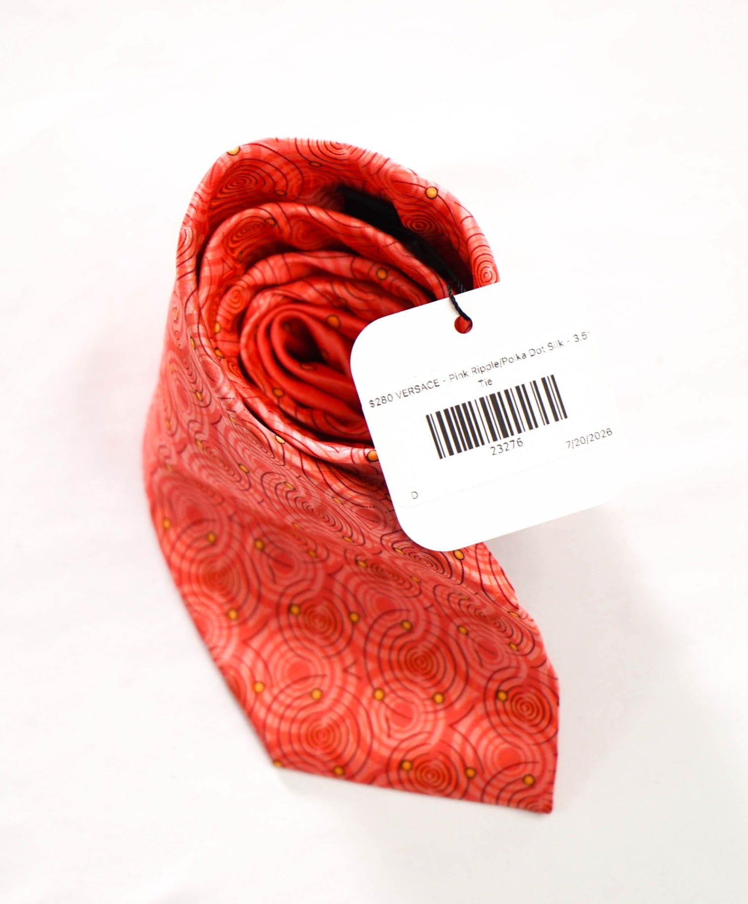 $280 VERSACE - VINTAGE Pink Ripple/Polka Dot Silk - 3.5" Tie