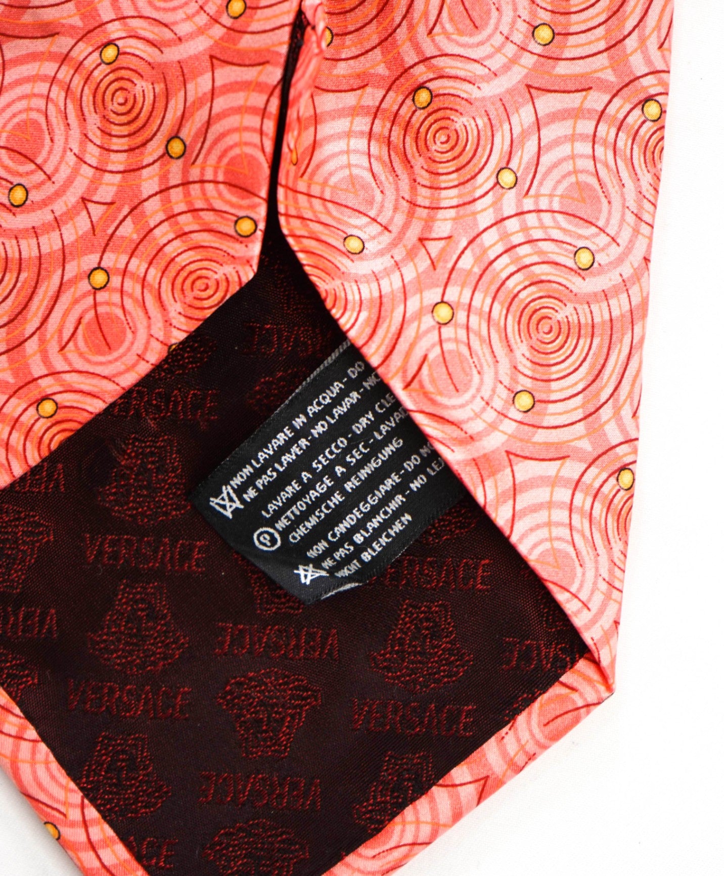 $280 VERSACE - VINTAGE Pink Ripple/Polka Dot Silk - 3.5" Tie
