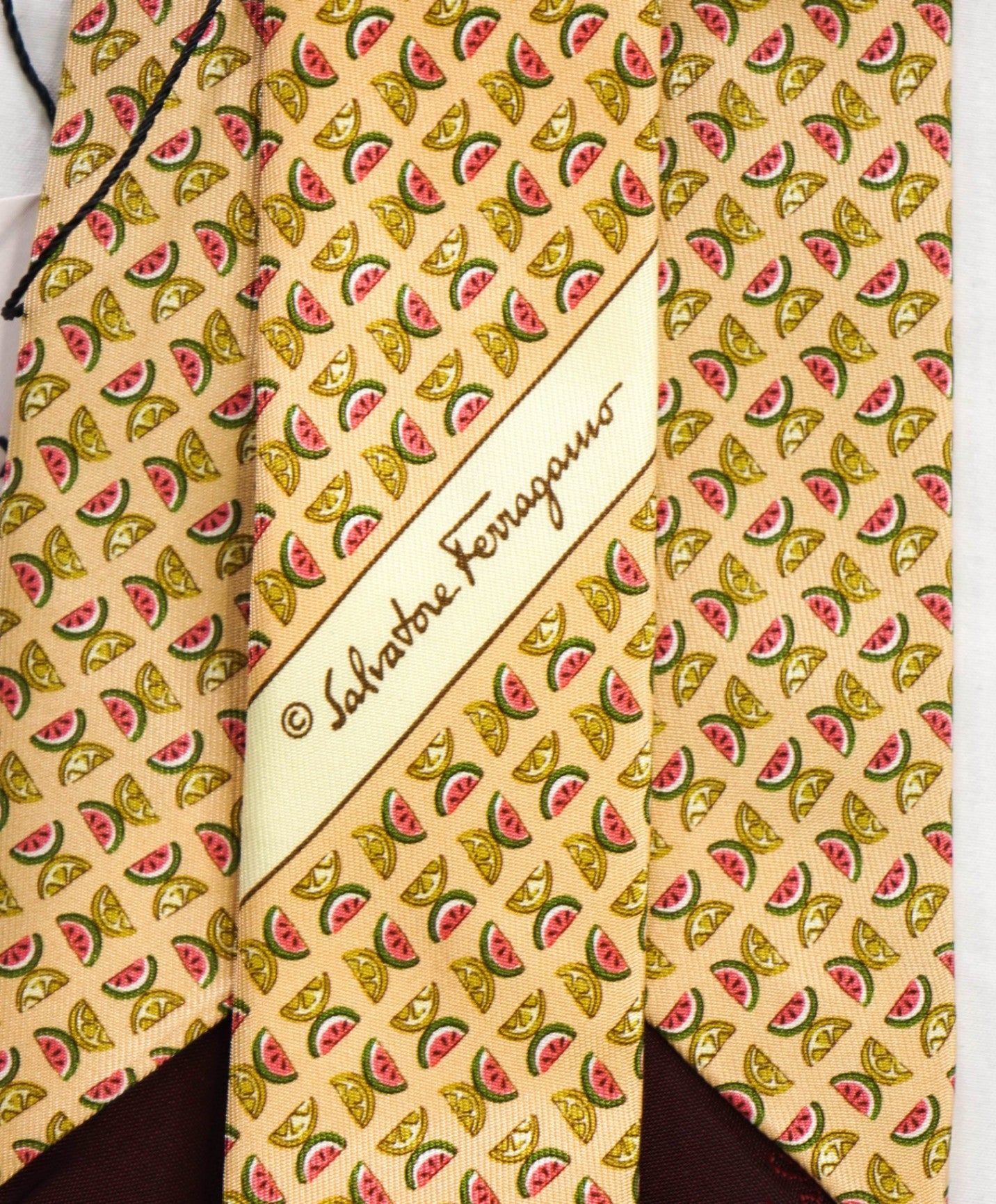 $220 FERRAGAMO - Yellow Fruit Silk - 3.75" Tie