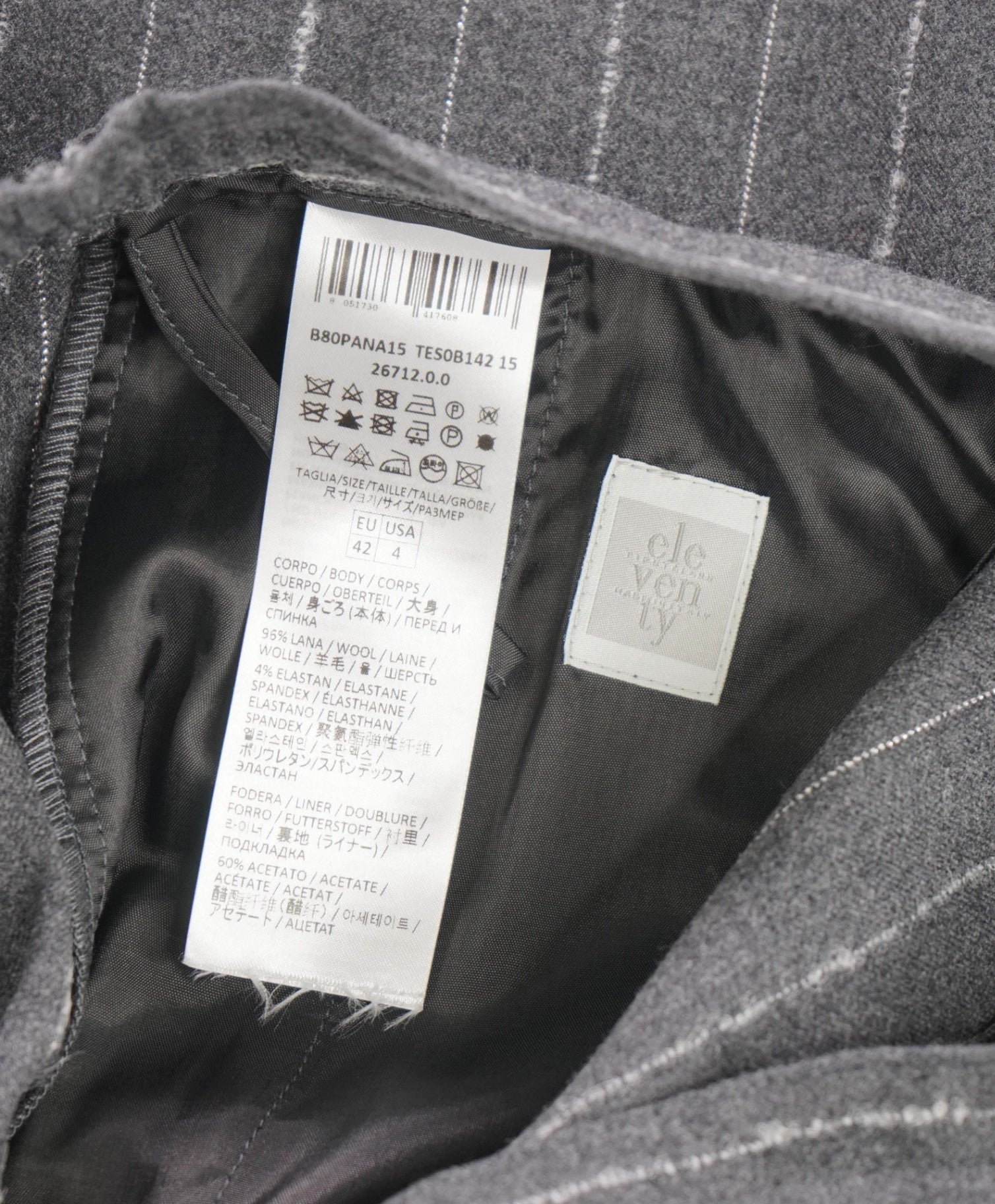 $1,895 ELEVENTY - Gray Flannel Drawstring Pants - 4US (42EU)