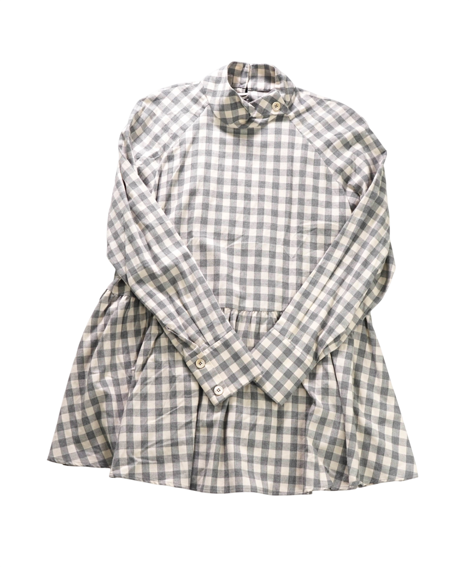 $795 ELEVENTY - Gray Gingham Flannel Cotton Shirt - 2