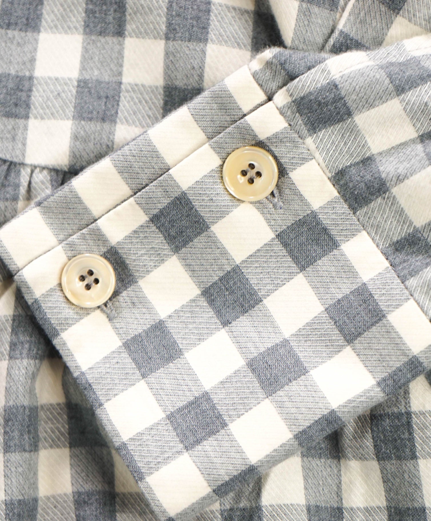 $795 ELEVENTY - Gray Gingham Flannel Cotton Shirt - 2