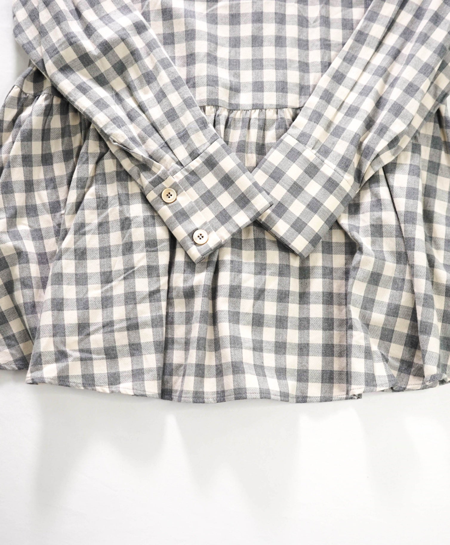 $795 ELEVENTY - Gray Gingham Flannel Cotton Shirt - 2