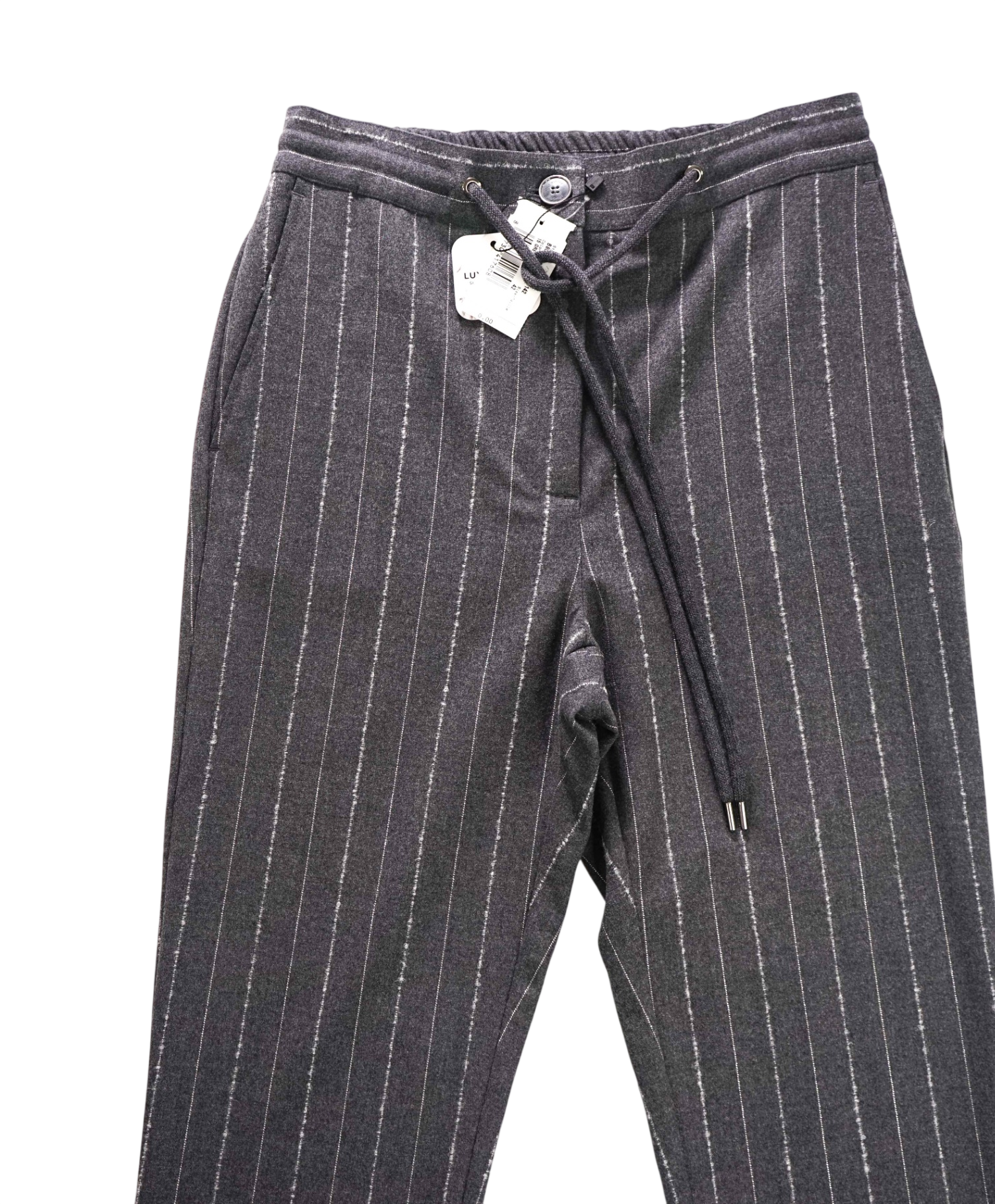 $1,895 ELEVENTY - Gray Flannel Drawstring Pants - 4US (42EU)