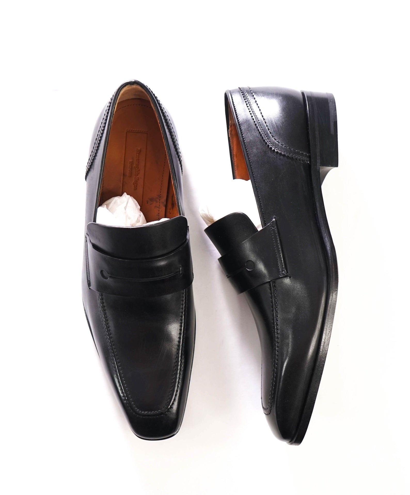 $1,290 ZEGNA COUTURE - Black Penny Loafers - US 12 (11UK)